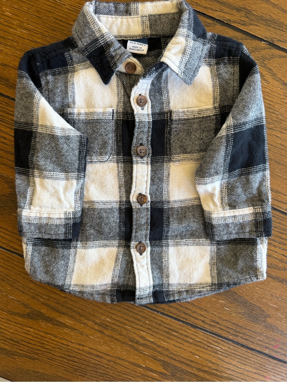 Old Navy Black and White Plaid Button-Down Shirt for Kids
